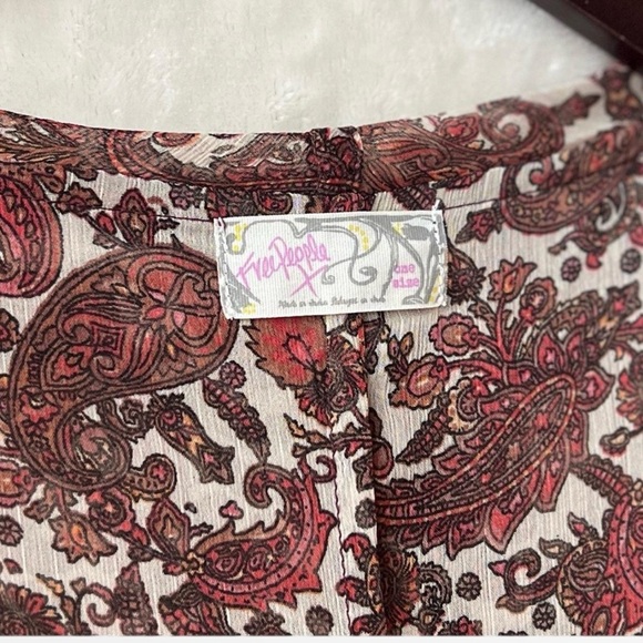 NEW XS/S Free People High Low Printed Ruffle Chiffon Duster Paisley Cardigan - Picture 6 of 8